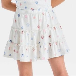 Girls Tiered Shell Skort Cat & Jack Cream L (10-12) Seashell Pattern
